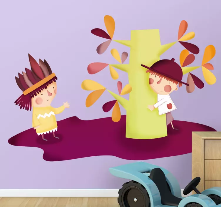 Vinilo infantil indios y vaqueros - TenVinilo