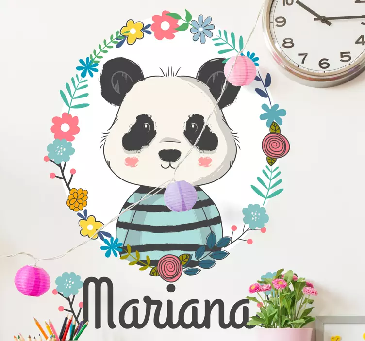 Vinilo infantil linda ilustración de panda - TenVinilo