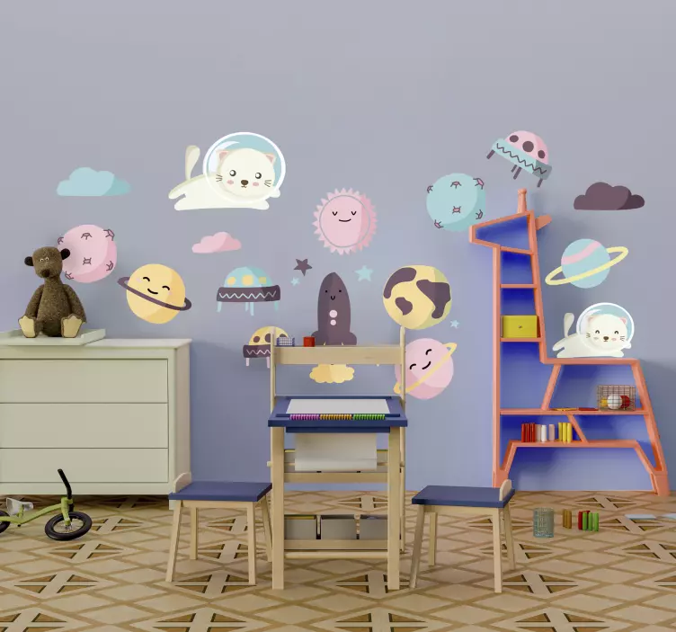 Vinilo infantil lindas criaturas espaciales - TenVinilo