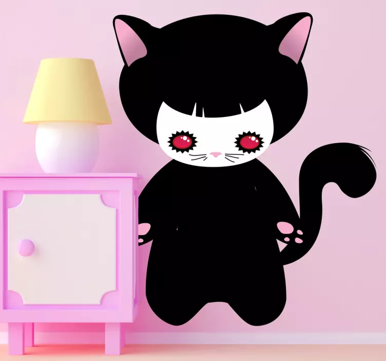 Vinilo infantil monstruo chica gato - TenVinilo