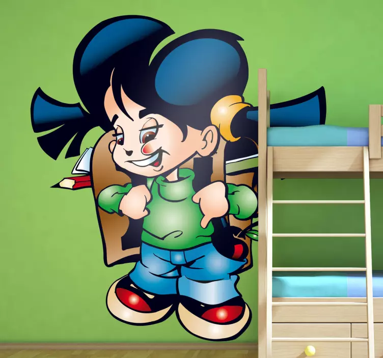 Vinilo infantil niña estudiante - TenVinilo