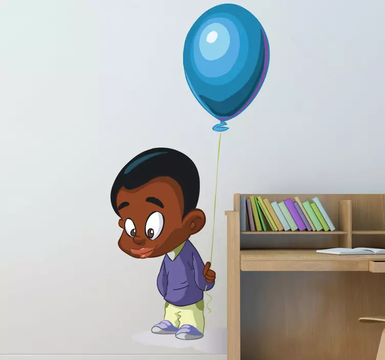 Vinilo infantil niño sosteniendo un globo - TenVinilo
