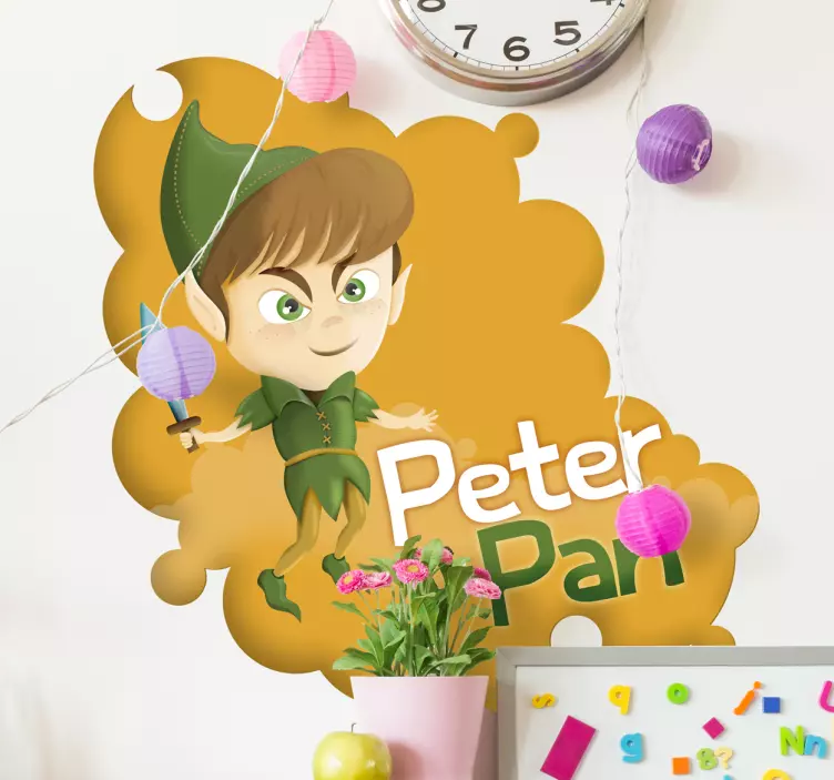 Vinilo infantil Peter Pan con texto - TenVinilo