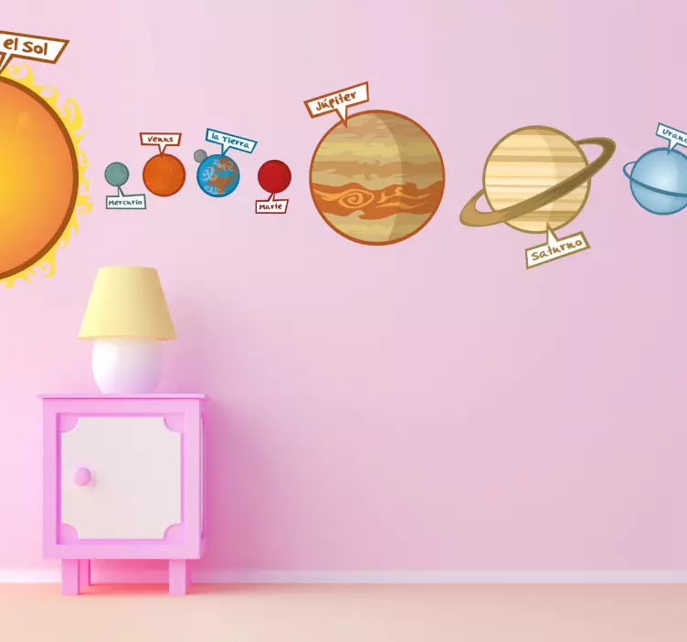 Vinilo infantil sistema solar color - TenVinilo
