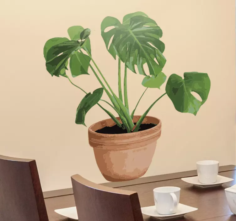 Vinilo para comedor  maceta monstera deliciosa - TenVinilo