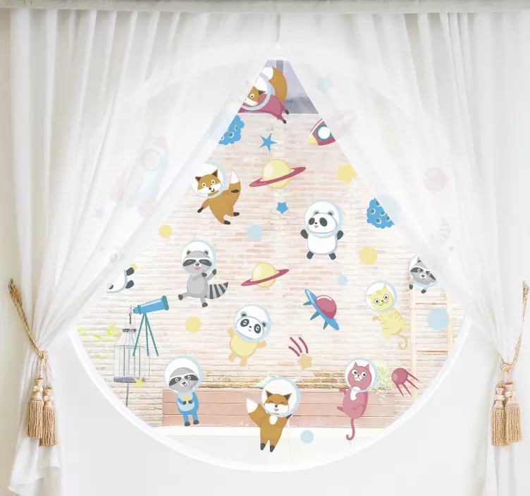 Vinilo mascota lindos astronautas animales - TenVinilo