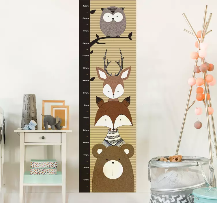 Vinilo medidor infantil tabla de altura de animales - TenVinilo