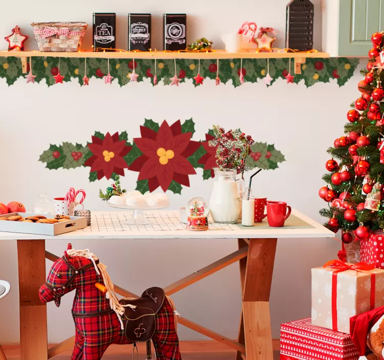 Vinilo motivo festivo de flor de pascua - TenVinilo