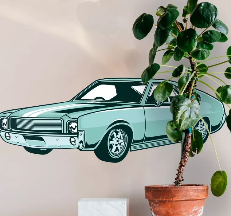 Vinilo diseño de coche automóvil retro atemporal - TenVinilo