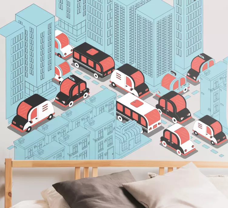 Vinilo motor ilustración de escena de tráfico - TenVinilo