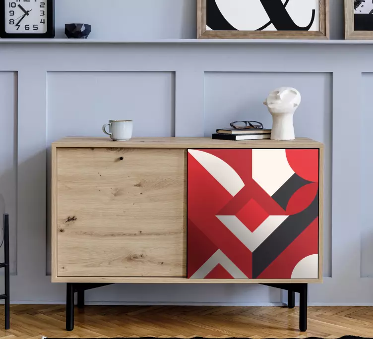 Vinilo para mueble Arte geométrico rojo - TenVinilo