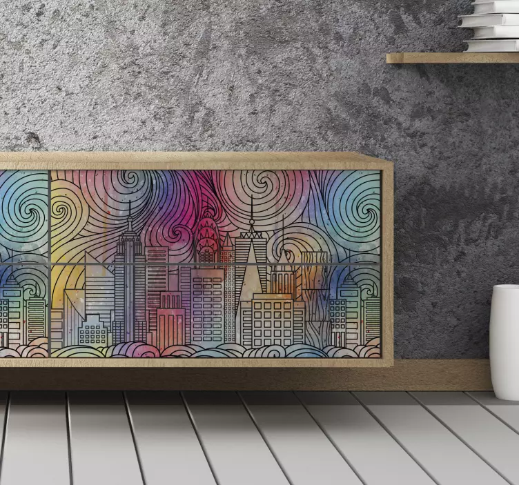 Vinilo para mueble ciudad de pintura - TenVinilo