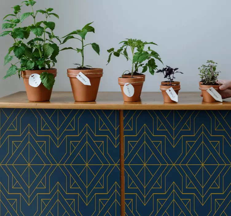 Vinilo para mueble Elegante patrón art deco azul profundo - TenVinilo