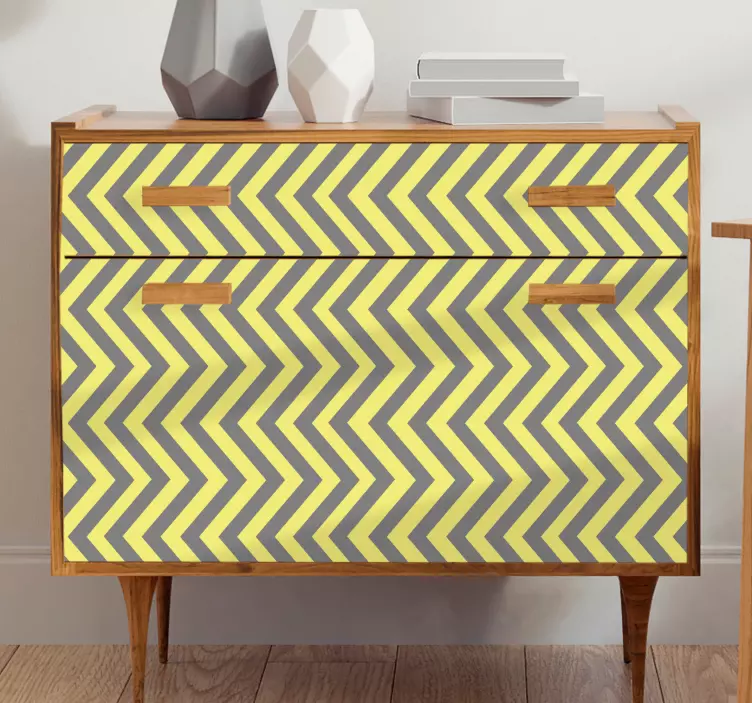Vinilo para mueble Líneas en zig zag grises y amarillas - TenVinilo
