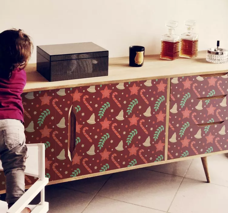 Vinilo para mueble Patrón de dulces de navidad - TenVinilo