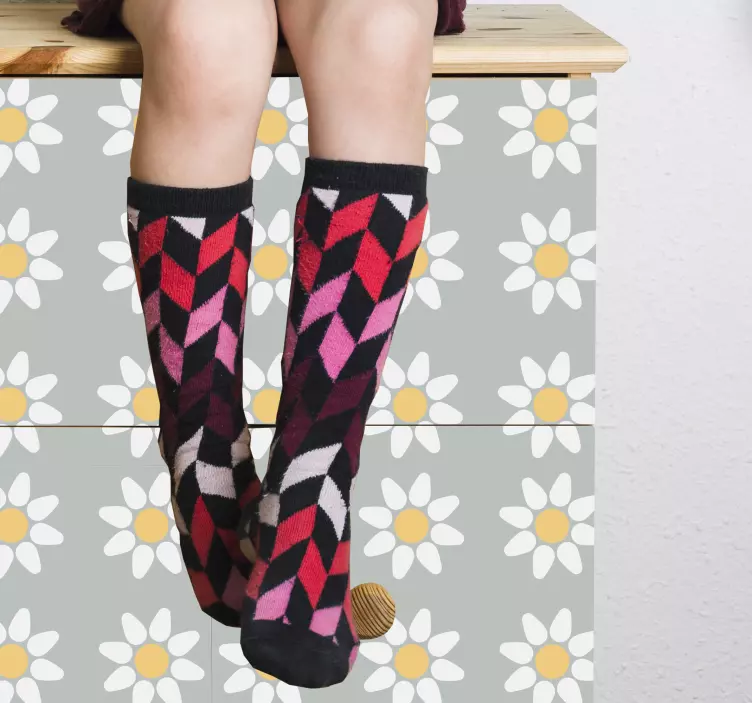 Vinilo para muebles patrón de margaritas - TenVinilo