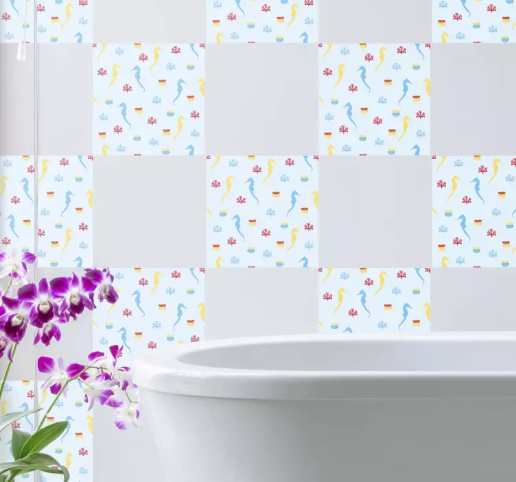 Vinilo naturaleza caballito de mar salpicado - TenVinilo