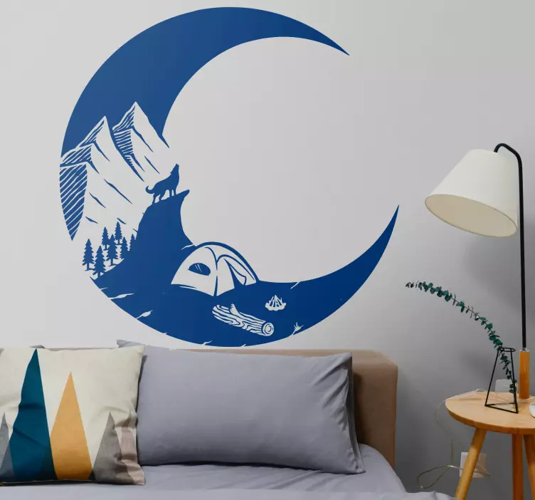 Vinilo naturaleza escena de acampada en la montaña - TenVinilo