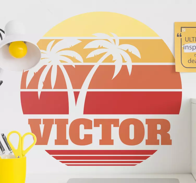 Vinilo naturaleza silueta de palmas al atardecer - TenVinilo