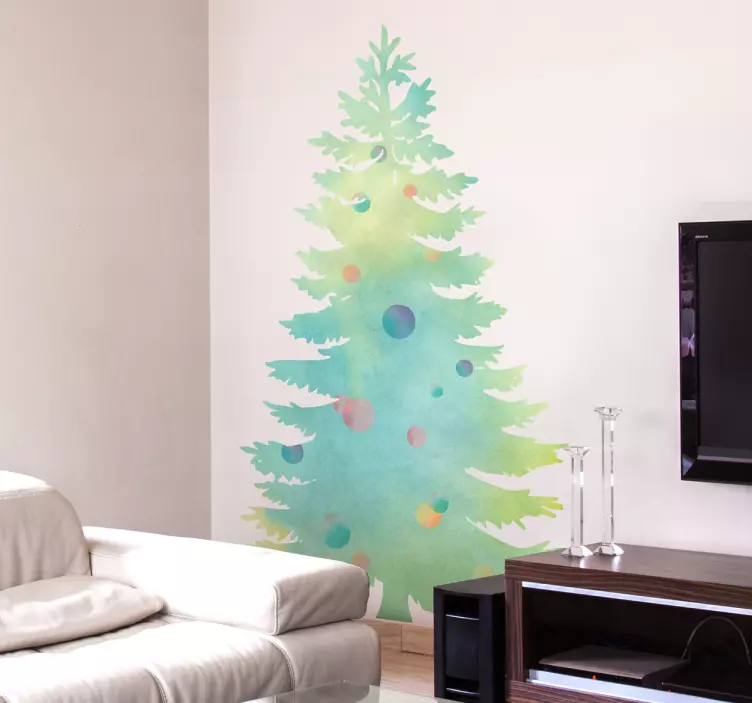 Vinilo Navidad árbol acuarela - TenVinilo