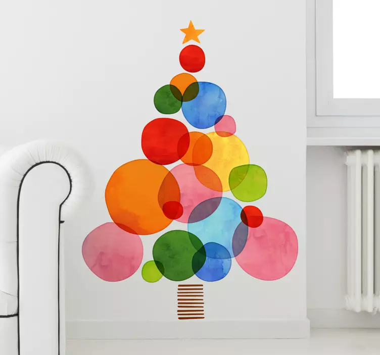 Vinilo navidad árbol de colores - TenVinilo