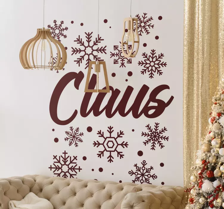 Vinilo navidad copos de nieve y con nombre - TenVinilo