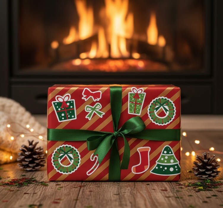 Vinilo navideño elementos clásicos de navidad - TenVinilo