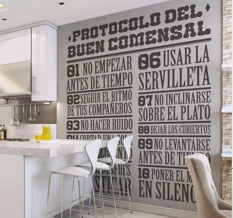Vinilo normas de comportamiento en la mesa - TenVinilo