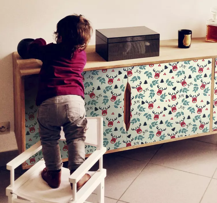 Vinilo ornamental alegre motivo de reno - TenVinilo