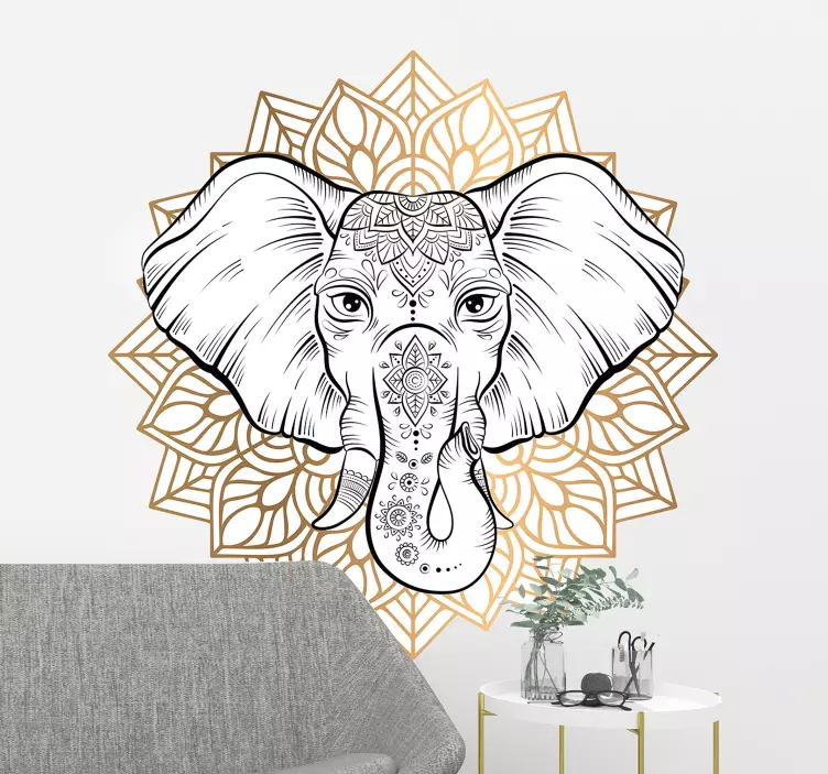Vinilo ornamental elegante mandala de elefante - TenVinilo