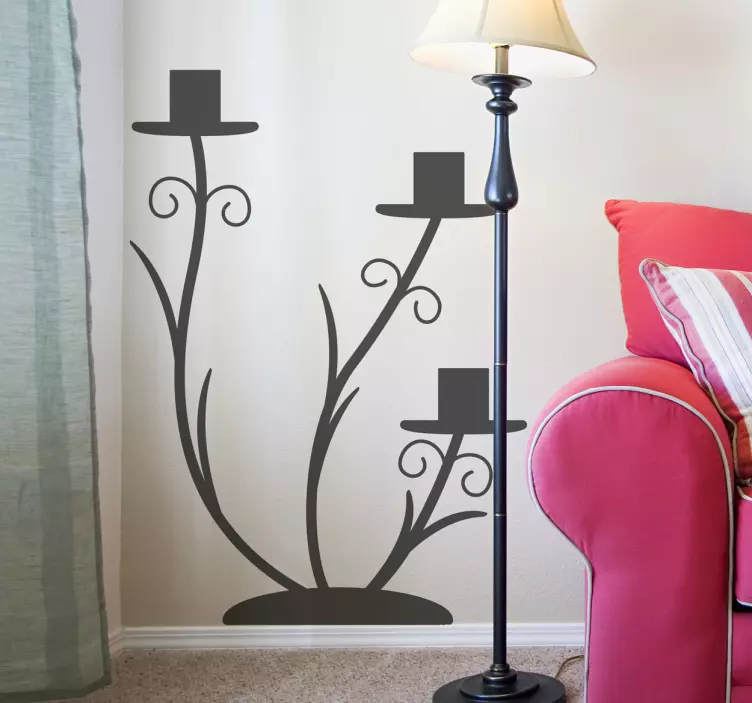 Vinilo ornamental elegante silueta floral - TenVinilo