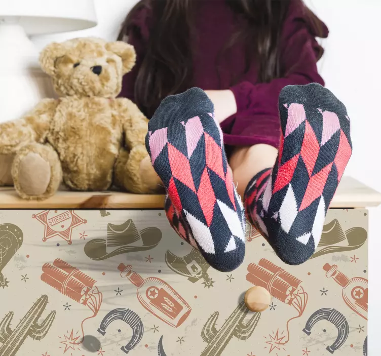 Vinilo ornamental elementos vaqueros retro - TenVinilo