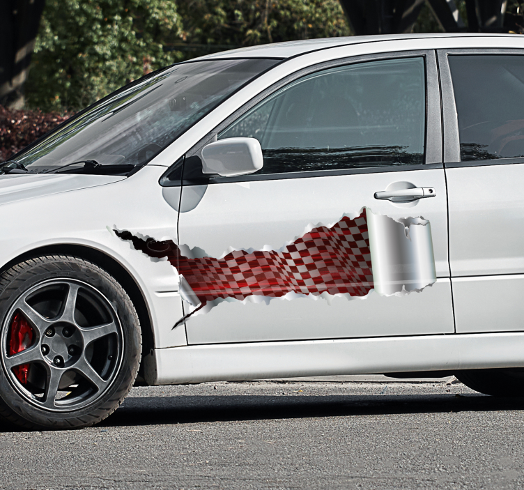 Pegatina para coche carrera de chapa rota - TenVinilo