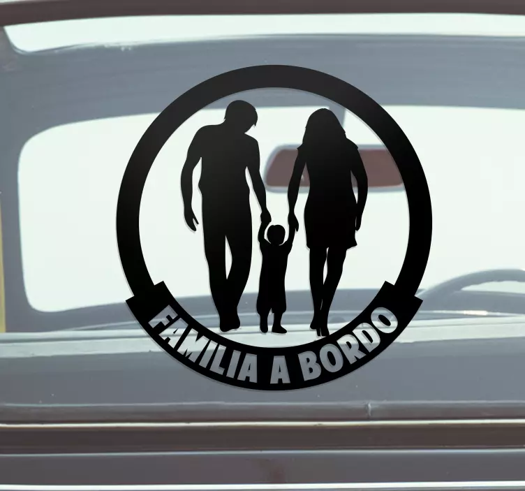 Pegatina coche familia a bordo de la mano - TenVinilo