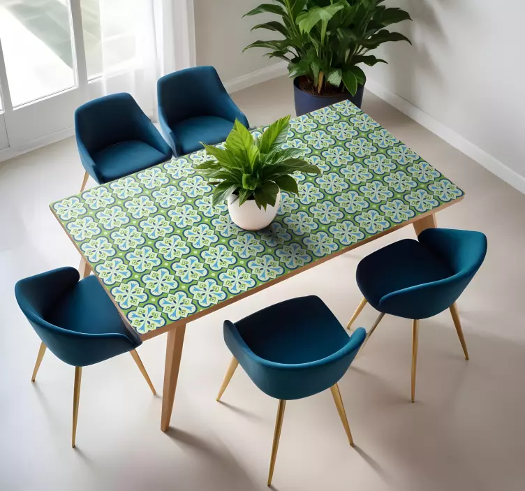 Vinilo para comedor azulejos de colores azul y verde - TenVinilo