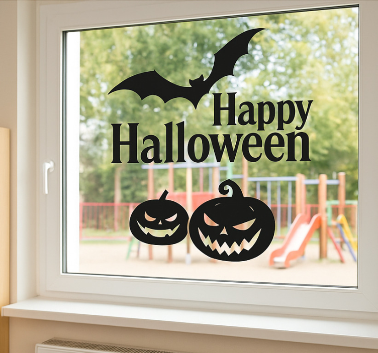 Vinilo para cristal ventana calabazas de halloween espeluznantes - TenVinilo
