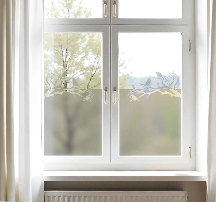 Vinilo para cristal ventana ramas con pájaros - TenVinilo