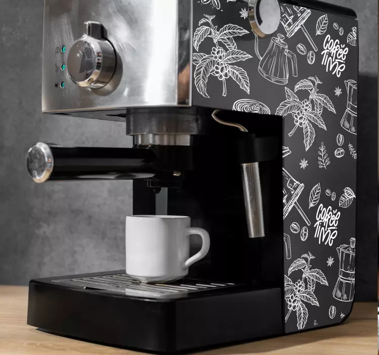 Vinilo para electrodoméstico elementos de café dibujados - TenVinilo