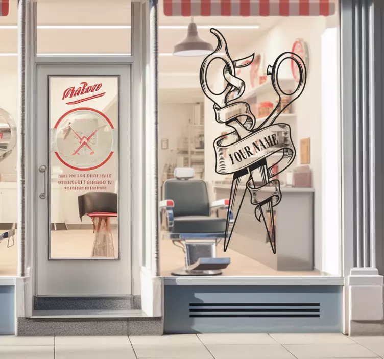 Vinilo escaparate logotipo de barbería personalizado - TenVinilo