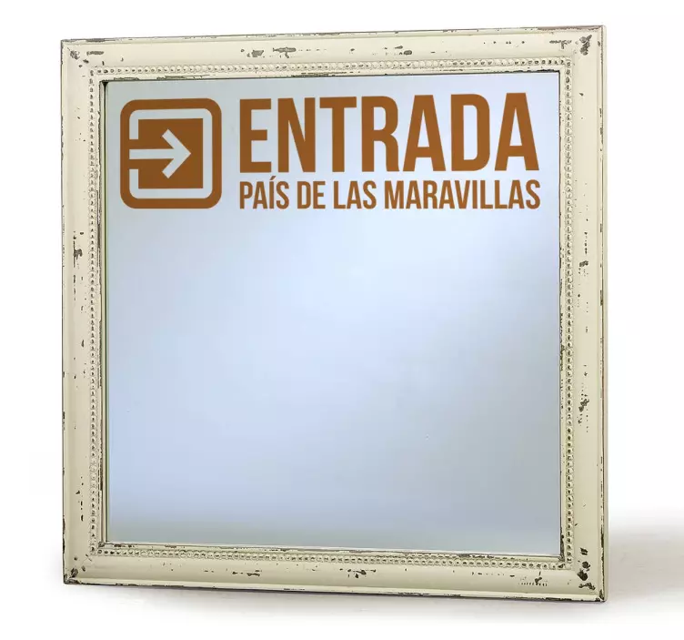 Vinilo para espejo entrada País Maravillas - TenVinilo