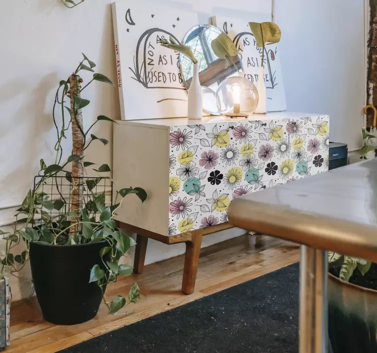 Vinilo adhesivo para muebles flores acuarela - TenVinilo