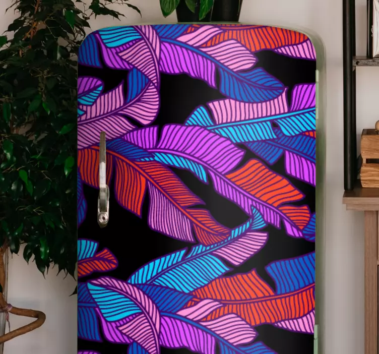 Vinilo para nevera motivo de hojas vibrantes - TenVinilo