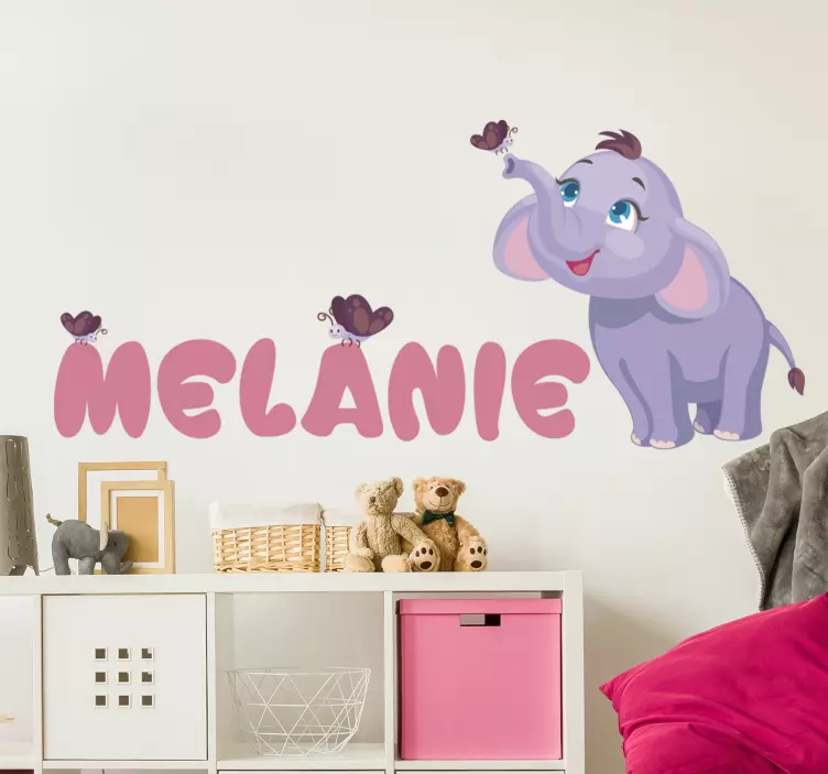 Vinilo infantil de elefante nombre personalizable - TenVinilo