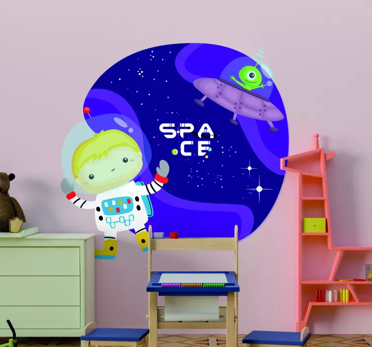 Vinilo infantil espacio con astronauta - TenVinilo