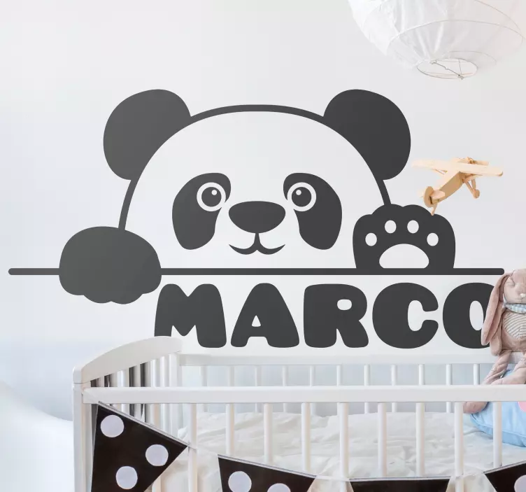 Vinilo infantil osito panda bebé con nombre - TenVinilo