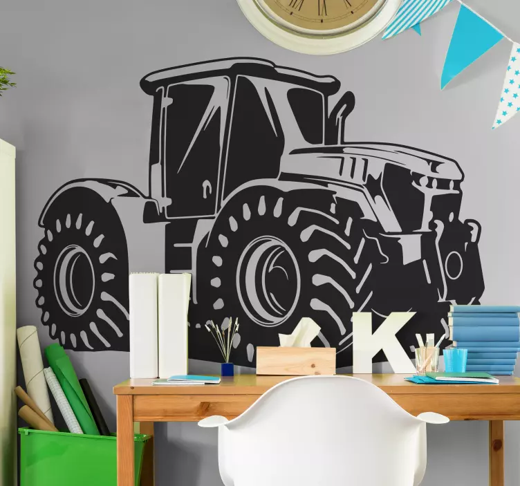 Vinilo infantil tractor elegante negro - TenVinilo