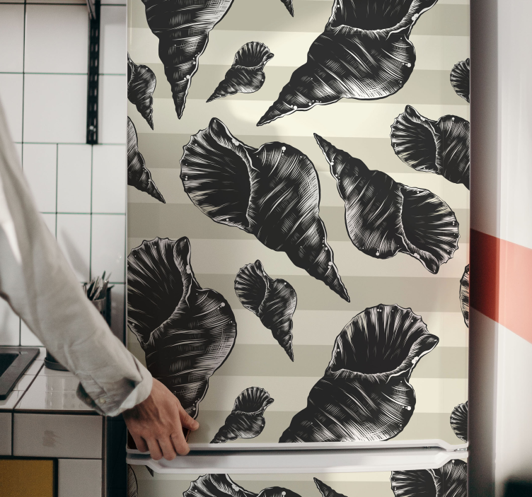 Vinilo para nevera patrones ilustrativos de conchas - TenVinilo