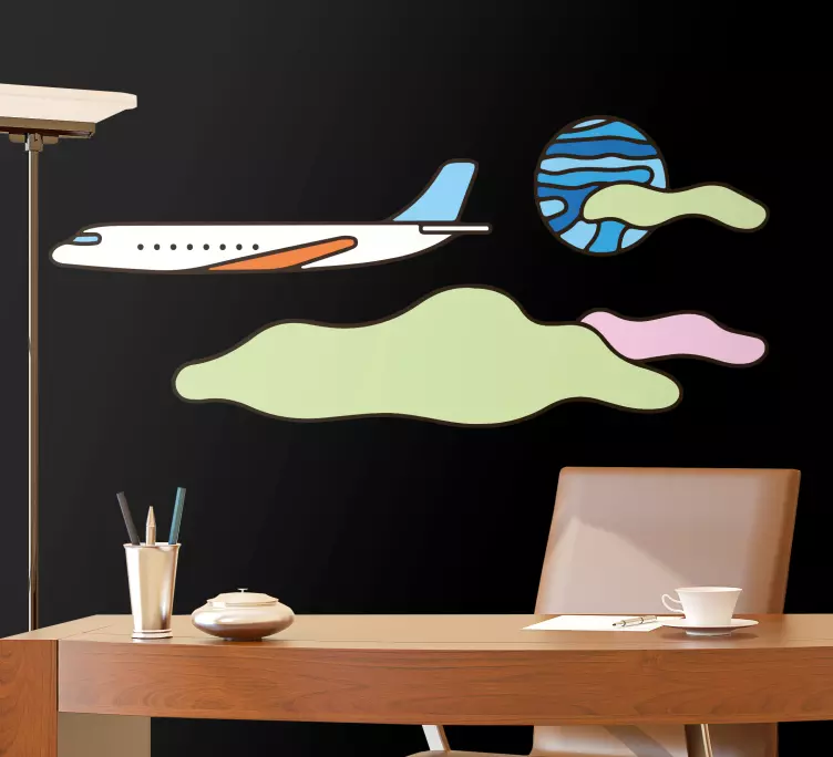 Vinilo pared Ranurado de avión retro - TenVinilo
