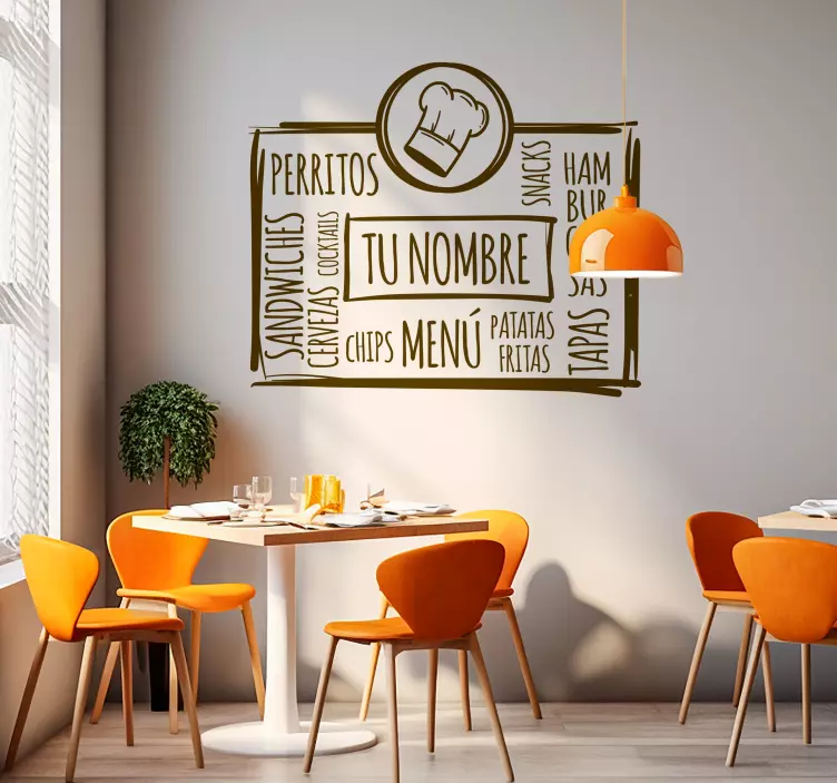 Vinilo pared un restaurante es un lugar donde la gente puede ir a - TenVinilo