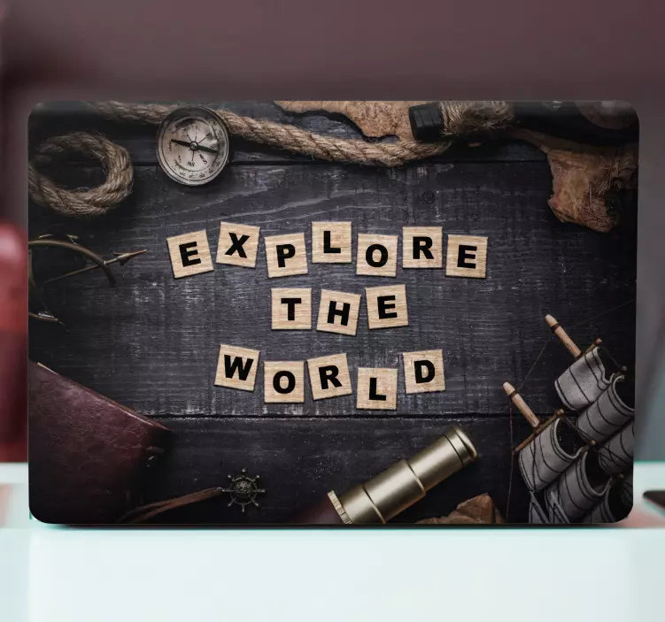 Vinilo para portátil descubre el globo - TenVinilo